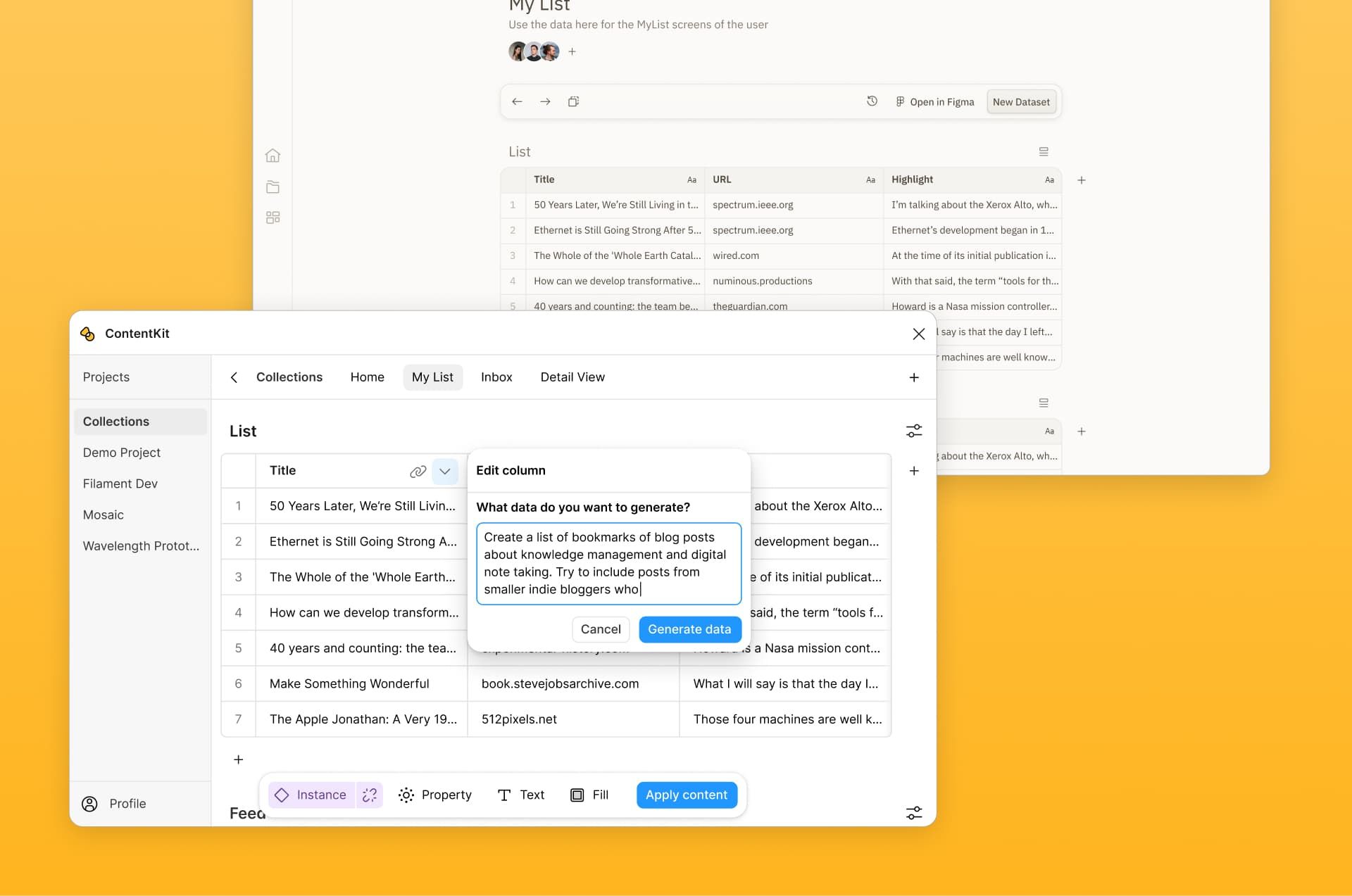 Plugin and web app share most features. Components like the table use separate stylesheets, while sharing the same code.